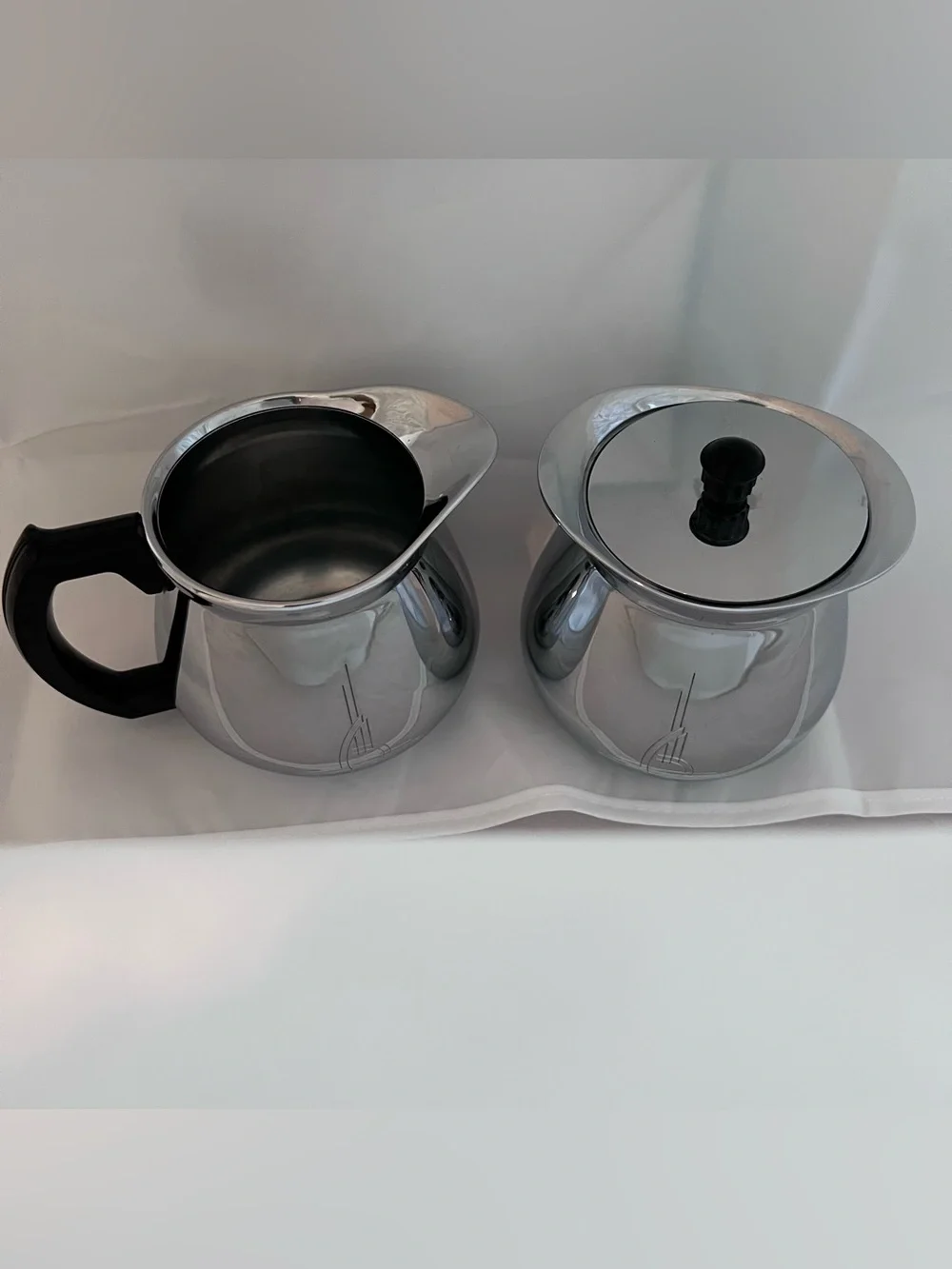 Mid-Century Modern Chrome Creamer and Sugar